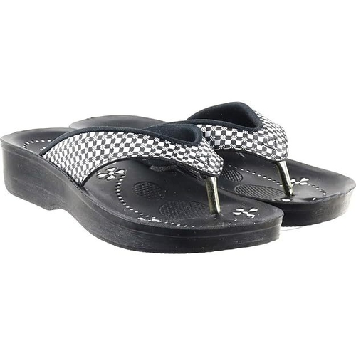 Women's Block Design Flip-Flop (Size-UK-4) (Color-BLACK)