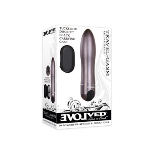 Evolved Travel-Gasm Rechargeable Metal Bullet Vibrator With Carrying