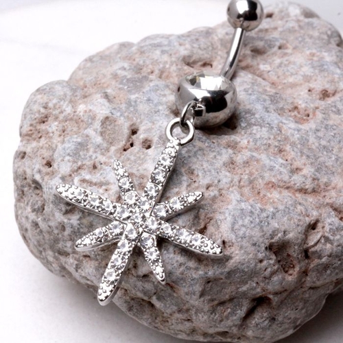 316L Stainless Steel Glittering North Star Dangle Navel Ring