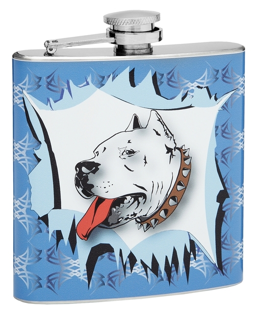 6oz Hip Flask with Pit Bull Design