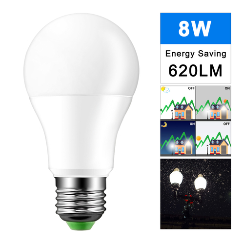 Cool White 12W 8LED E27 Ball Bulb Auto Sensor