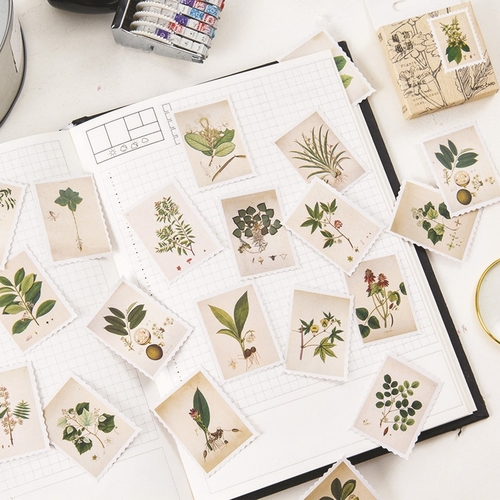 45PCS/PACK Retro Plant Label Vintage Sticker