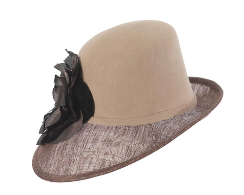 Exclusive cofee ladies winter fashion hat with flower