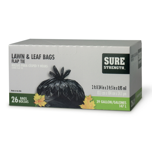 Sure Strength 6394241 39 gal Lawn & Leaf Bags Flap Tie  