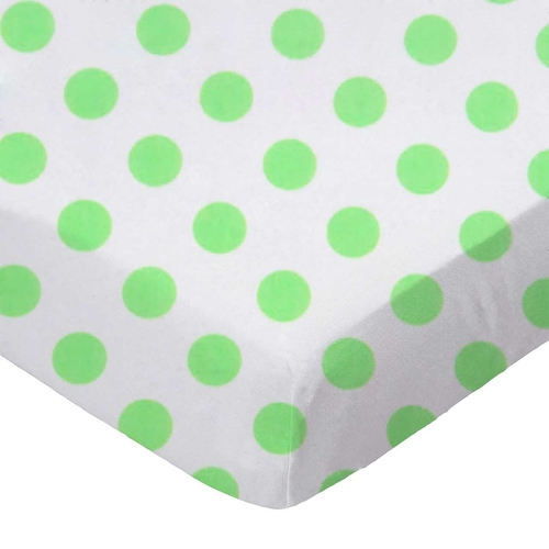 SheetWorld Fitted Crib Sheet - 100% Cotton Woven - Neon Green Polka