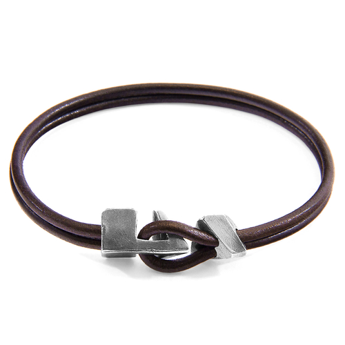 Mocha Brown Brixham Silver & Leather Bracelet