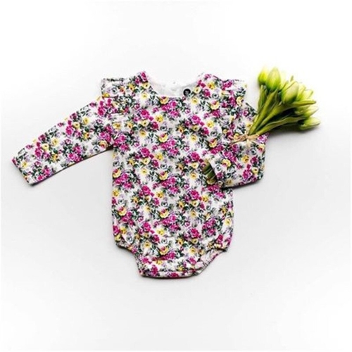 Lovely Newborn Baby Girls Floral Bodysuits Cotton