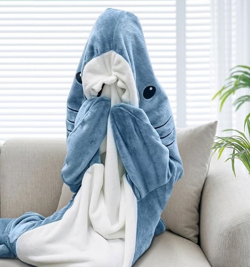 Ambitelligence Shark Blanket Hoodie Onesie For Adults And Kids, Cozy