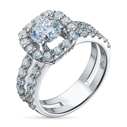 14K White Gold Ring with 35 Round-Cut Lab-Created Diamonds 2.531 CT.TW