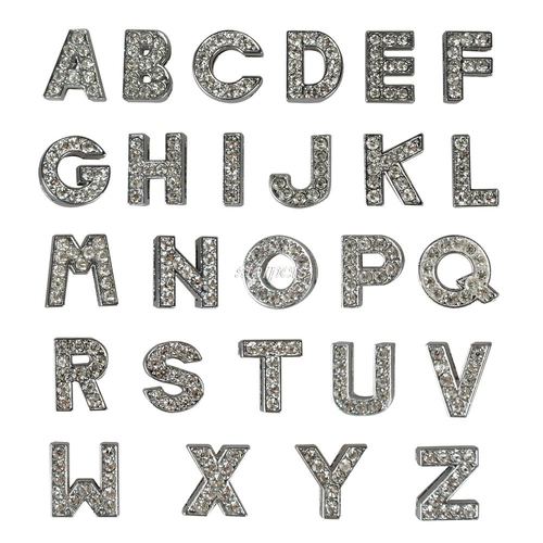 (52pcs/Lot)10mm Block Rhinestone Slider Letter