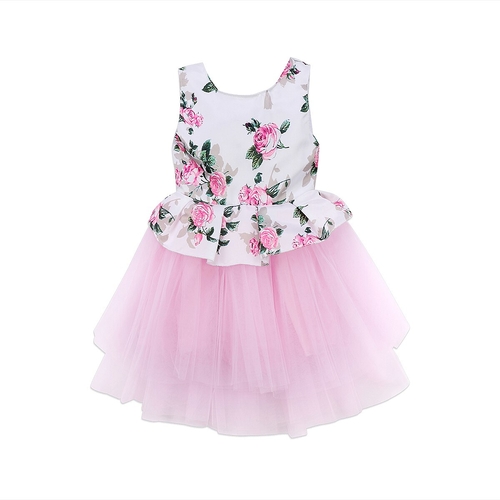 Toddler Baby Girls Princess Sleeveless Floral Pink