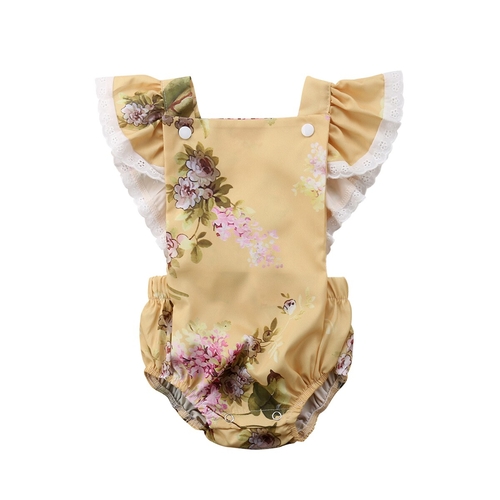 Lace Newborn Baby Girls Flower Romper