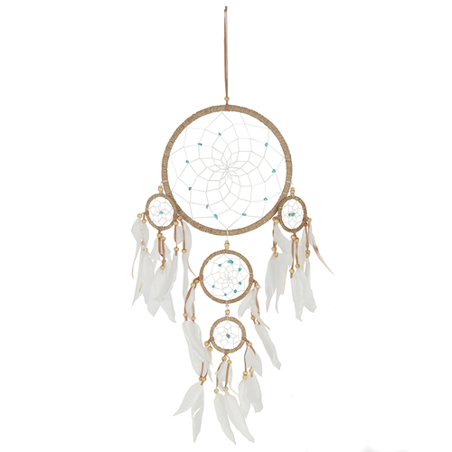 Large Natural Dreamcatcher with Turquoise Beads