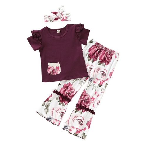 Summer Kids Baby Girl Clothes Flower Sets