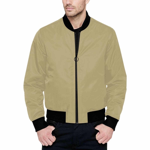 Mens Jacket - Sand Dollar Brown and Black Bomber Jacket