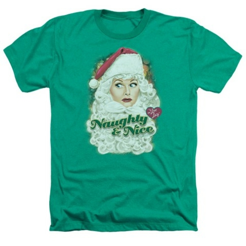 Trevco Lucy-Santa Adult Heather Tee- Kelly Green - Large