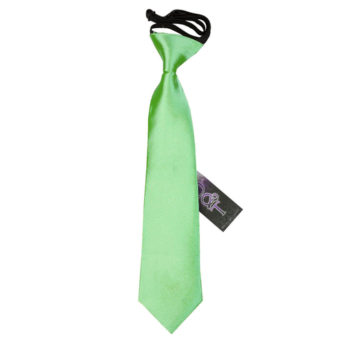 Plain Satin Elasticated Tie - Boys - Lime Green