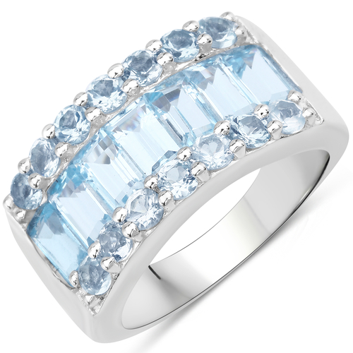 3.57 Carat Genuine Blue Topaz .925 Sterling Silver Ring