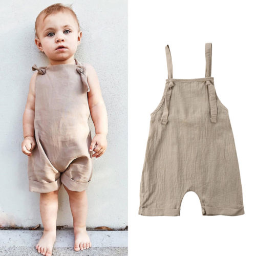 Newborn Kids Boy Girl Bib Pants Sleeveless Romper