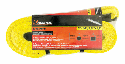 Keeper 8874190 10 ft. Yellow Lifting Sling, 17600 lbs