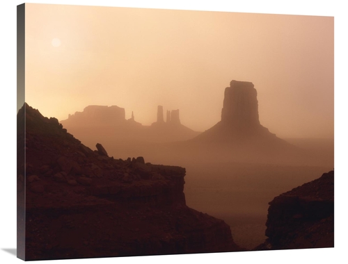 28 x 35 in. Sandstorm Enshrouding Mittens, Monument Valley, Ar