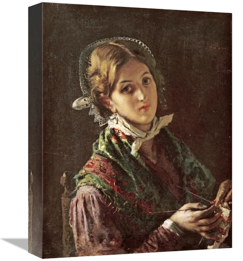 Global Gallery GCS-267698-16-142 16 in. A Woman Knitting Art Print - M