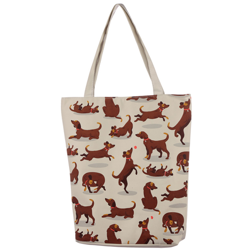 Handy Cotton Zip Up Shopping Bag - Catch Patch Dog Design