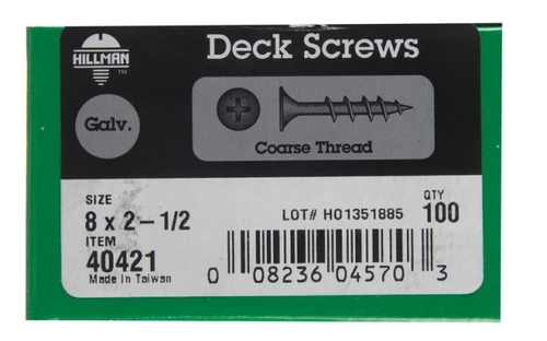 Hillman 40421 8 x 2.5 in. Galvanized Screws