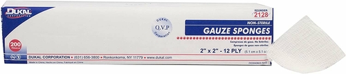 Gauze Sponges 2" x 2". Case of 8000 12-ply Gauze Dressings for Wound