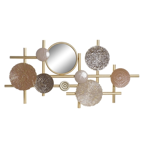 Wall Decoration DKD Home Decor Mirror Beige Golden Metal Circles
