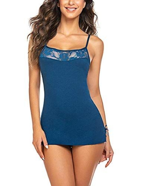 Women's Poly Lycra Solid Above Knee Baby Doll Set (Color Blue) (Size