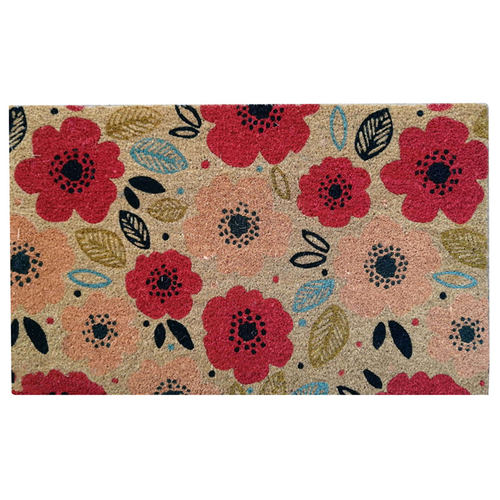 Coir Door Mat - Poppy Fields