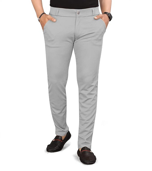Men's Lycra Blend Trouser Pants (Size-28) (Color-LIGHT GREY)