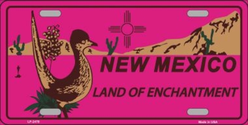 Smart Blonde LP-2479 Roadrunner Pink New Mexico Metal Novelty License 
