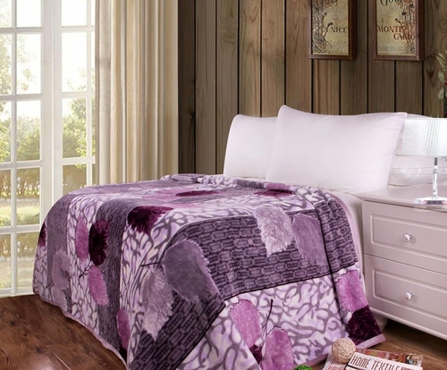 Soft Cozy Plush Luxe Flannel Fleece Throw Blanket - Floral Leaves