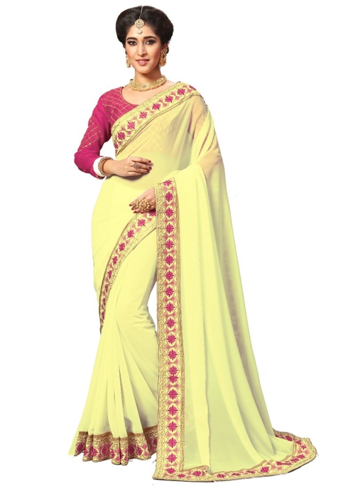 Yellow Color Georgette Saree with Blouse