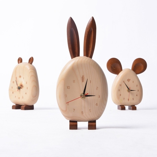 Wooden Animal Desk Clock