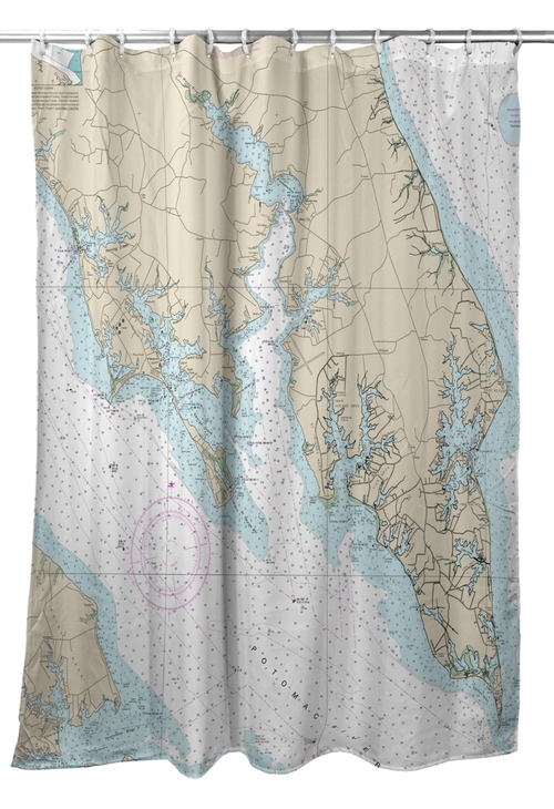 Betsy Drake SH12233LT Leonardtown, MD Nautical Map Shower Curtain 