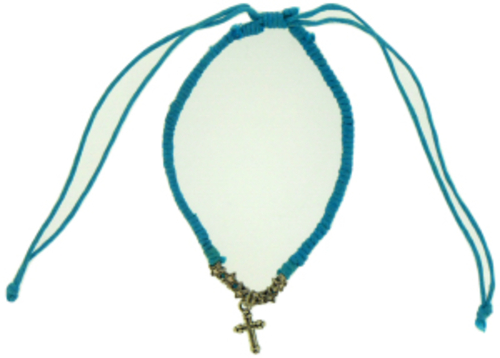 Solid Rock Jewelry 144942 Blue Cotton Adjustable Friendship with Cross