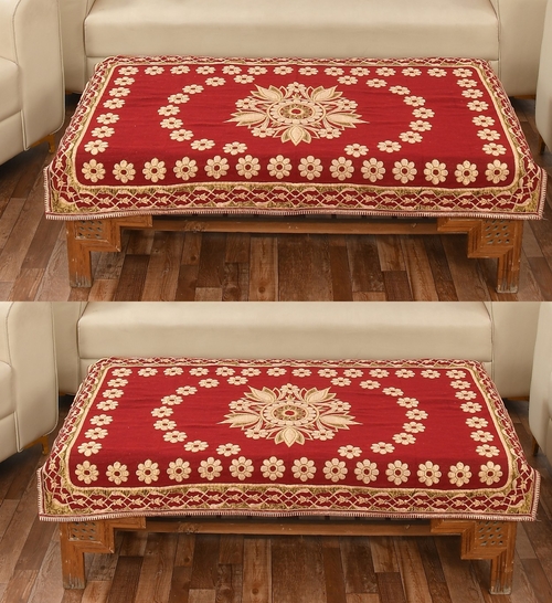 Attractive Floral Self Design Cotton 4 Seater Center Table Cover Pack