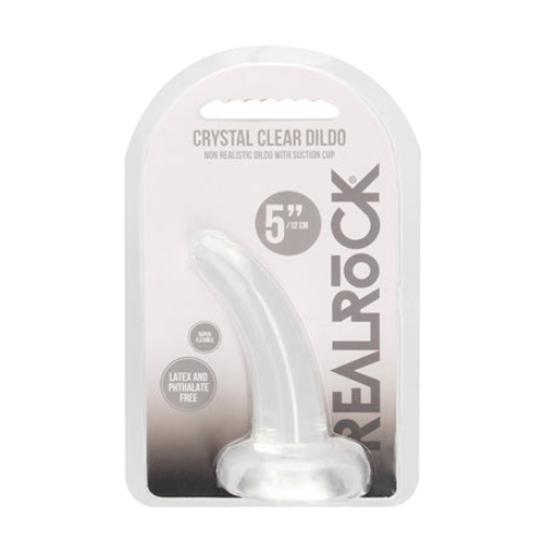 RealRock Crystal Clear Non-Realistic 5 in. Curved Dildo With Suction
