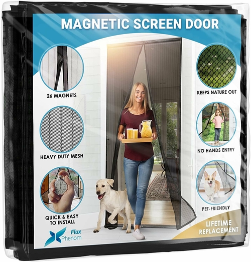 PUREVACY Magnetic Screen Door Fits Size up to 38" x 82". White Full