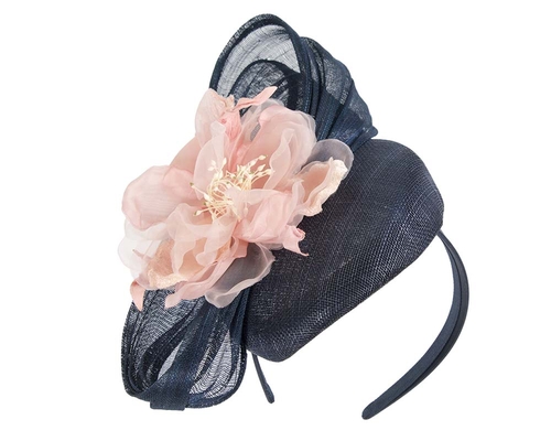 Astonishing navy & pink pillbox racing fascinator
