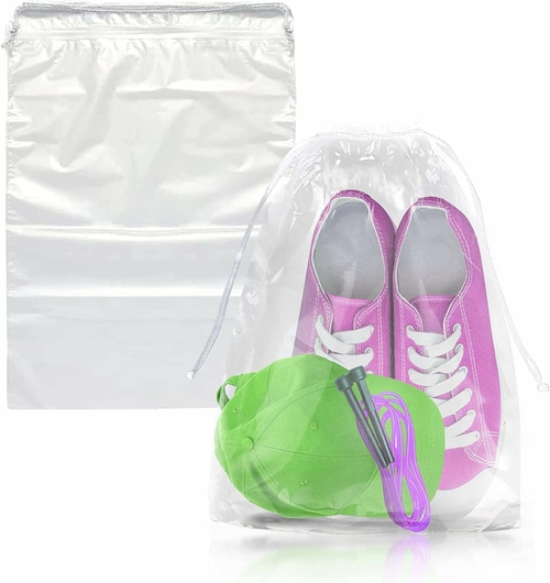 PUREVACY Travel Shoe Bags 12" x 18". Pack of 100 Clear Plastic 2 mil