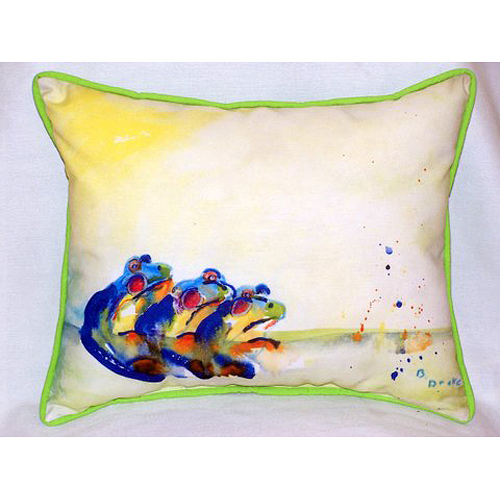 Betsy Drake HJ424 Three Frogs Large Indoor & Outdoor Pillow 16 x 20