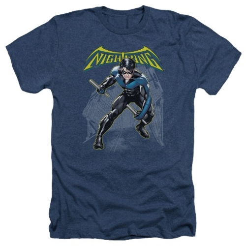 Trevco Batman-Nightwing - Adult Heather Tee - Navy- Small