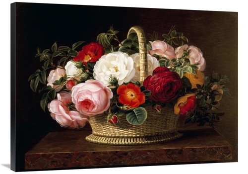 Global Gallery GCS-266630-40-142 40 in. Roses in a Basket on a Ledge A