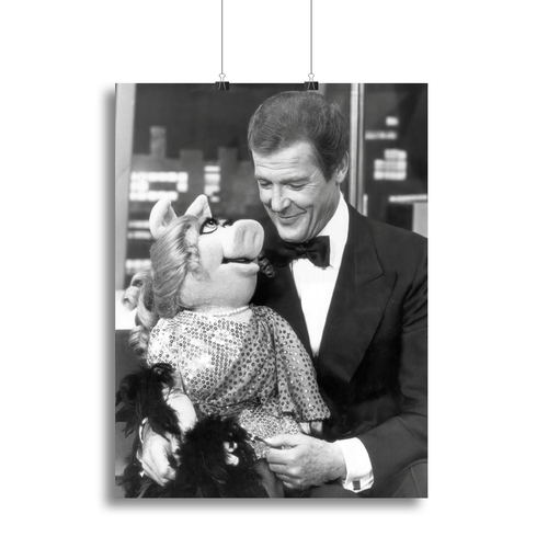 Roger Moore with Miss Piggy Canvas Print or Poster