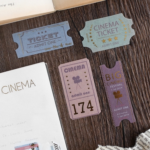 40PCS/ PACK Retro Ticket Number Gold Sticker Diary
