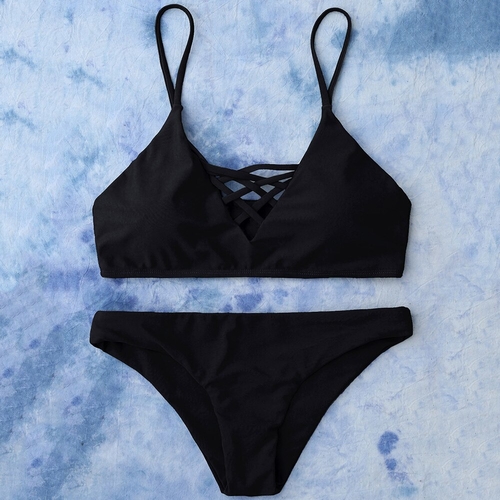  Women Fashion Lace Up Cami Swimwear Set